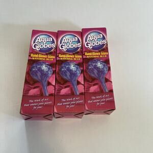 Set of three Aqua Globes Glass Plant Watering Bulbs Blue Green Red